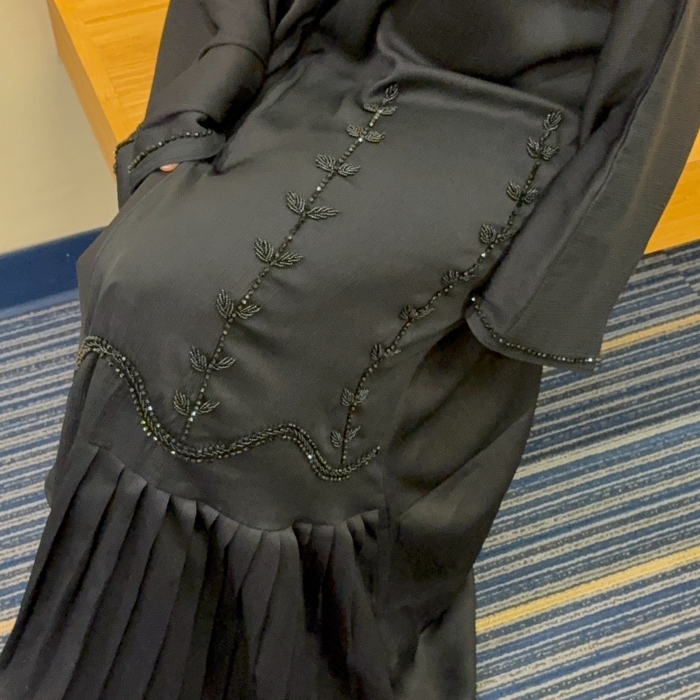 Black Beaded Embroidered black abaya